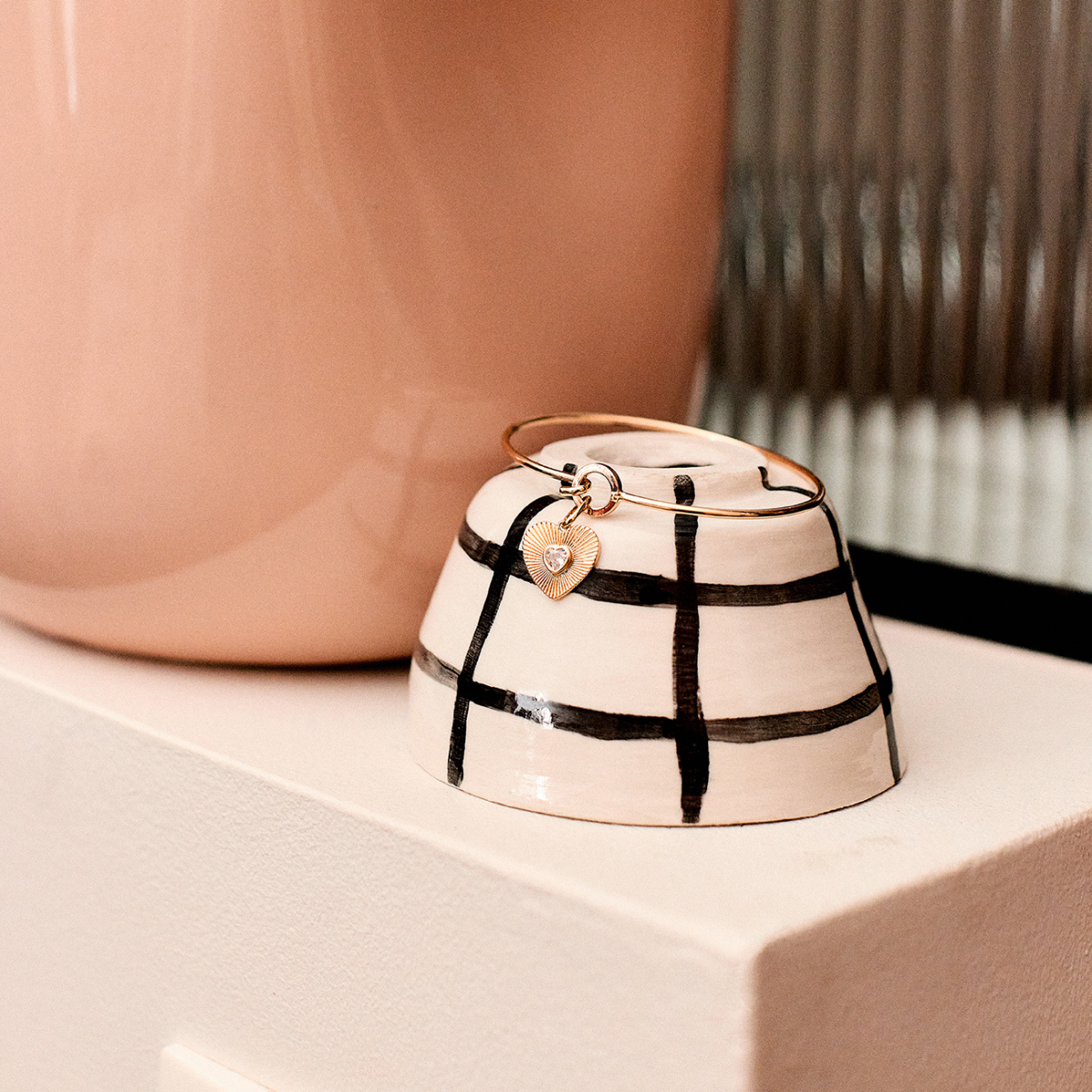 Bracelet cœur plaqué or et oxyde de zirconium blanc