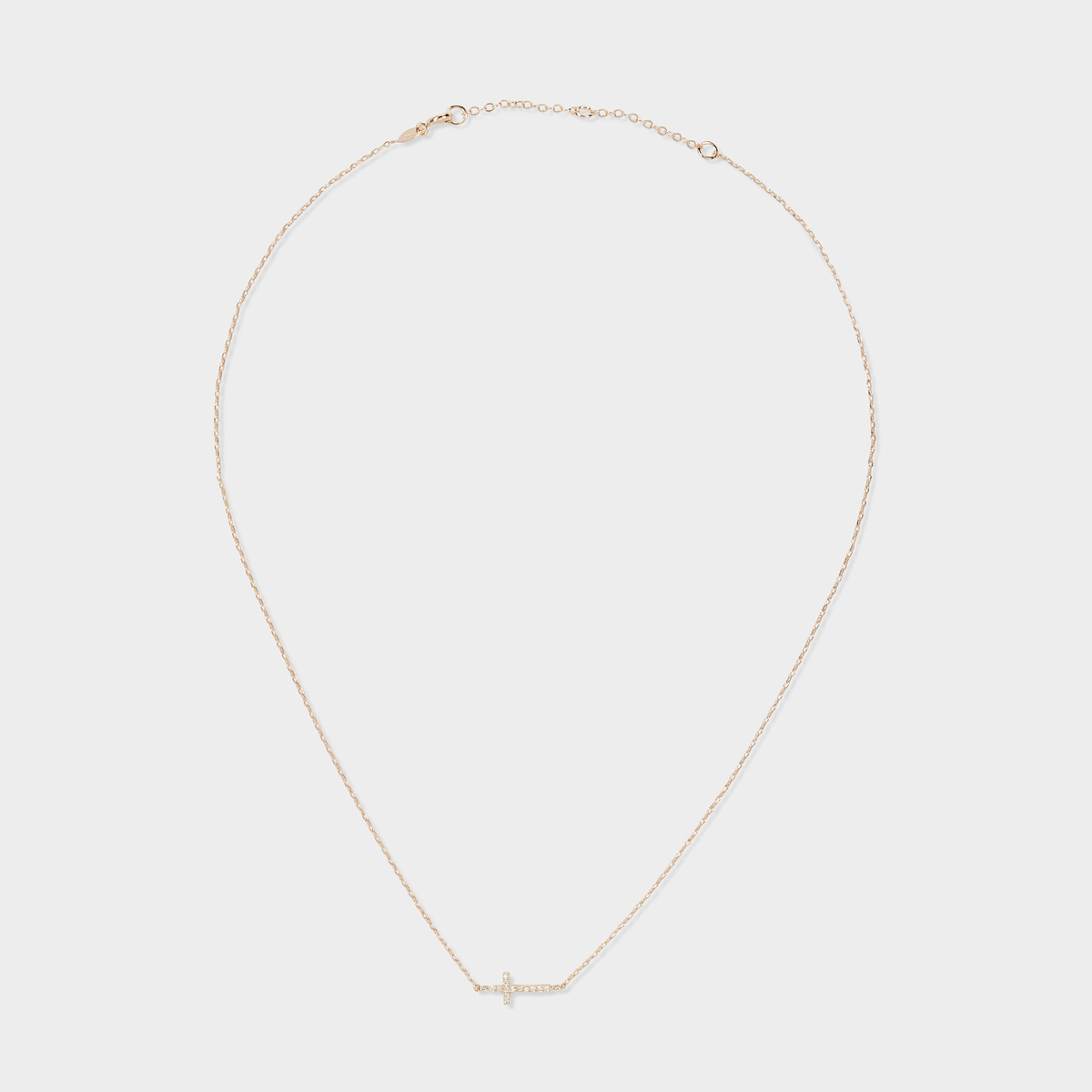 Collier croix pavée horizontale sur chaîne plaqué or