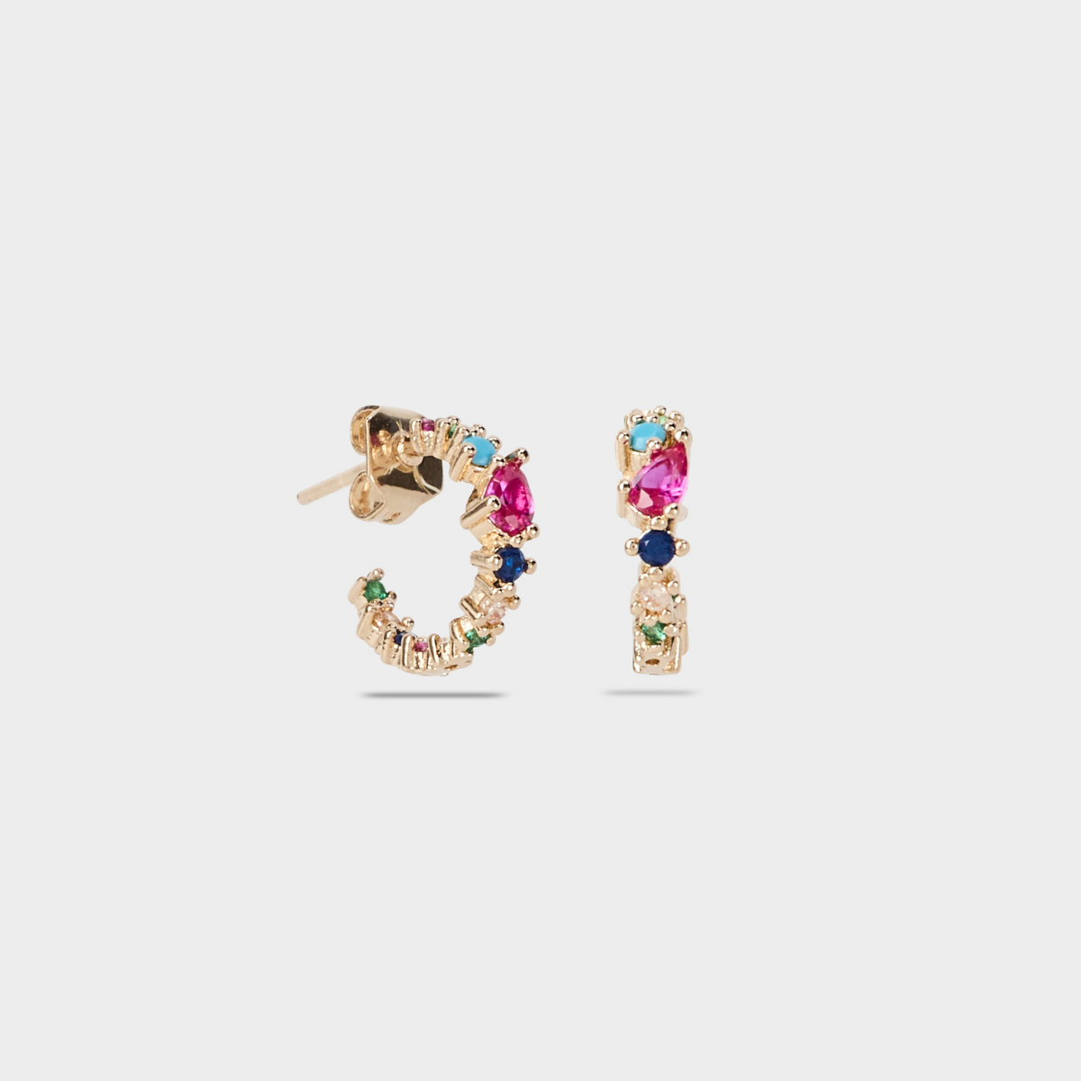 Boucles d'oreilles mini créoles Rainbow plaqué or