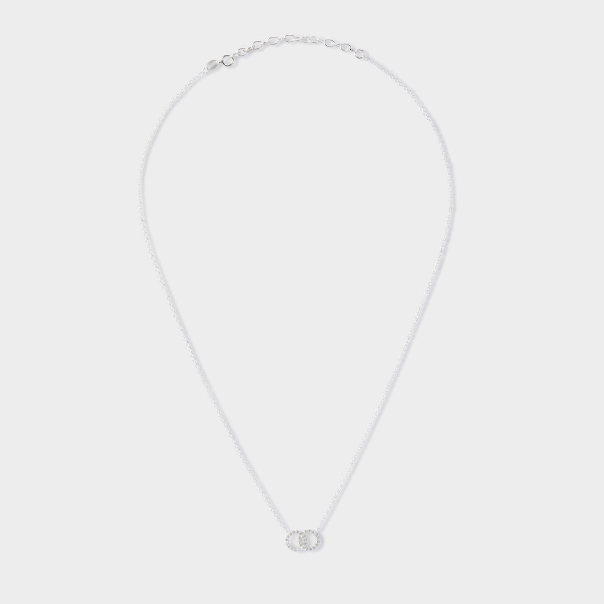 Collier duo anneaux pavés argent