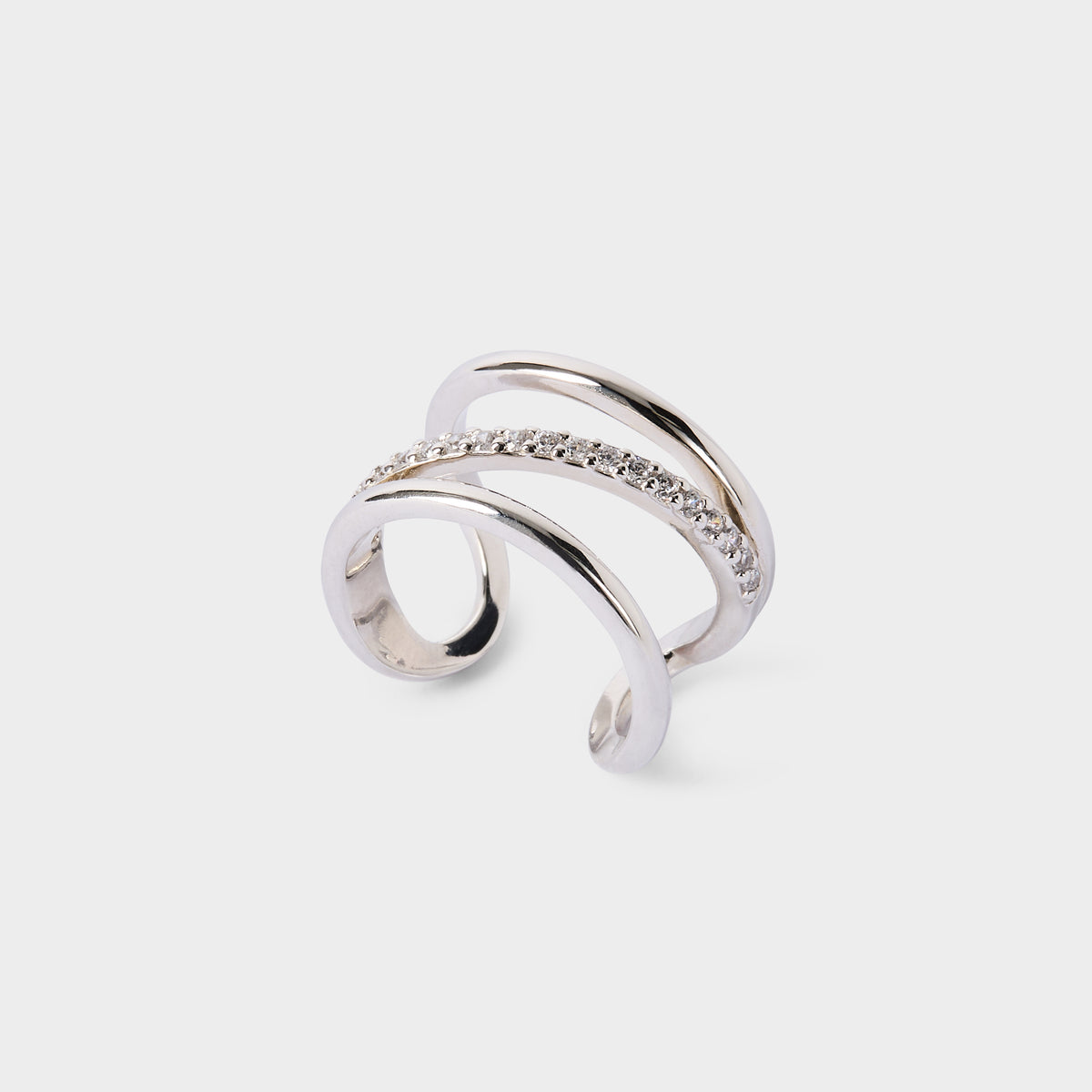 Bague Diagonale ajustable argent