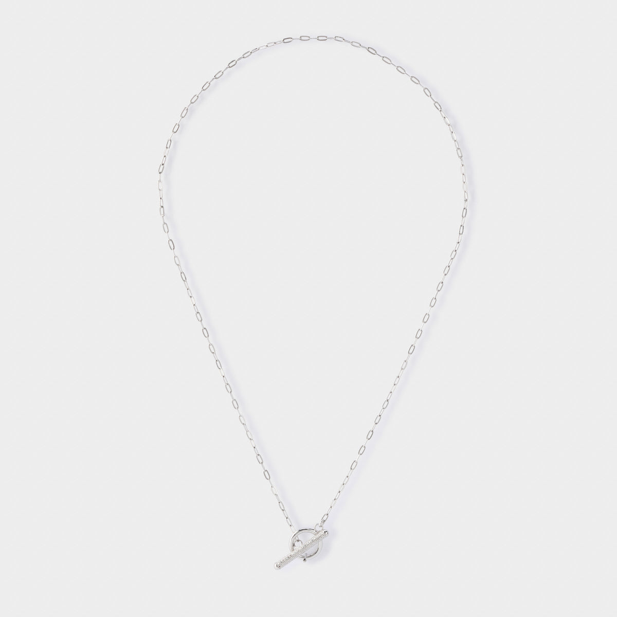 Collier fermoir T maillons ovales argent