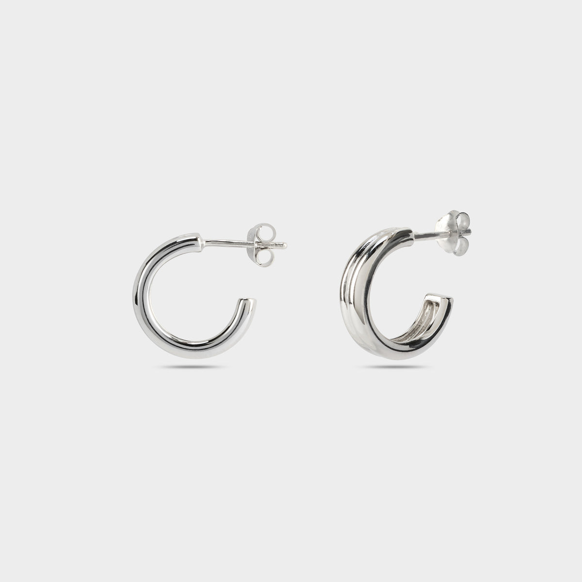 Boucles d'oreilles mini créoles bombées double argent