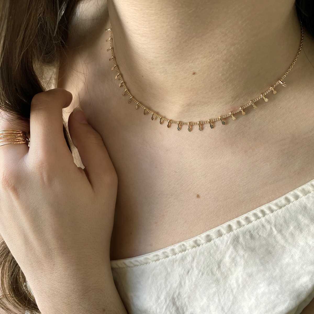 Collier chaîne pampilles plaqué or