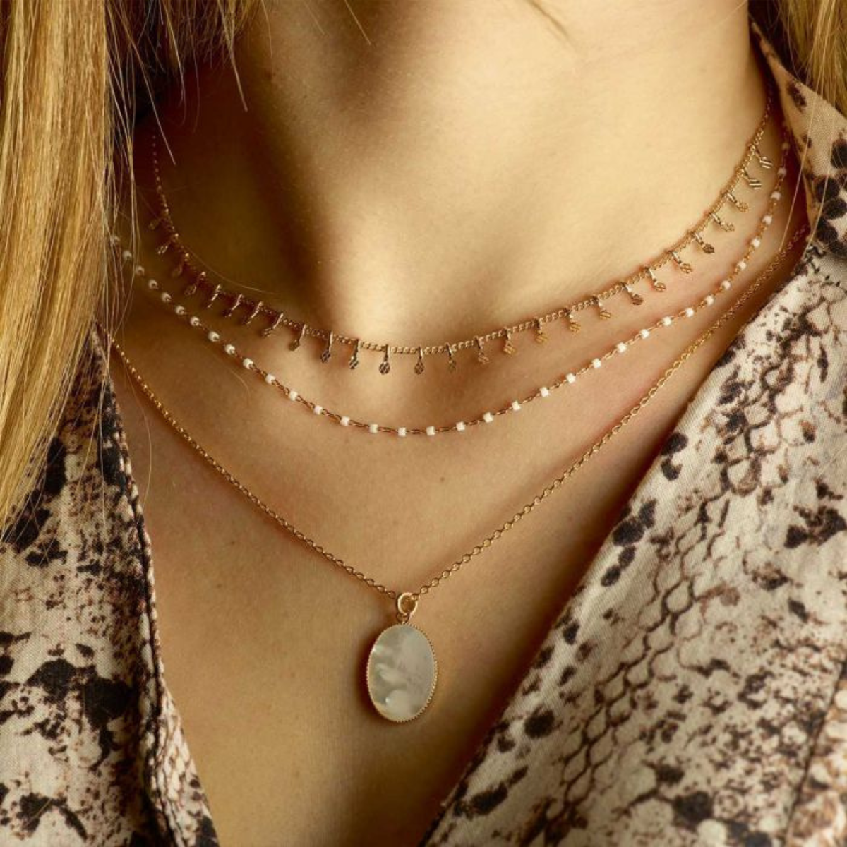 Collier chaîne pampilles plaqué or