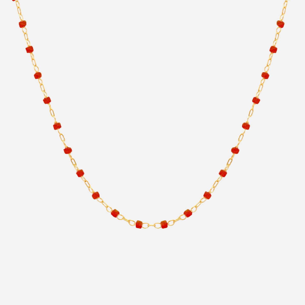 Collier Mahos plaqué or rouge