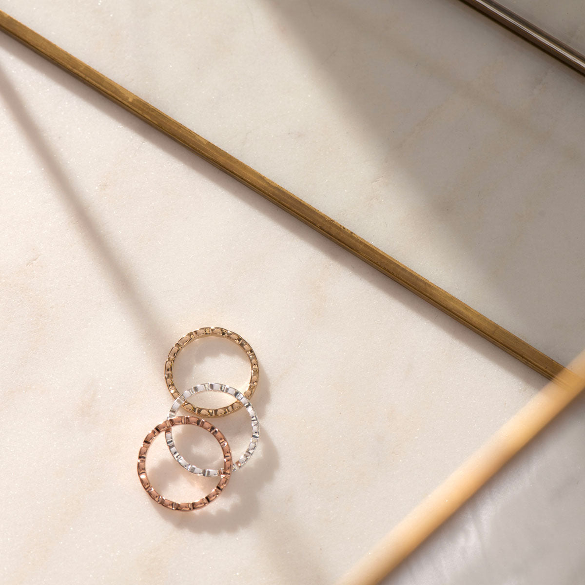 Bague One & One plate plaqué or rose, plaqué or et argent