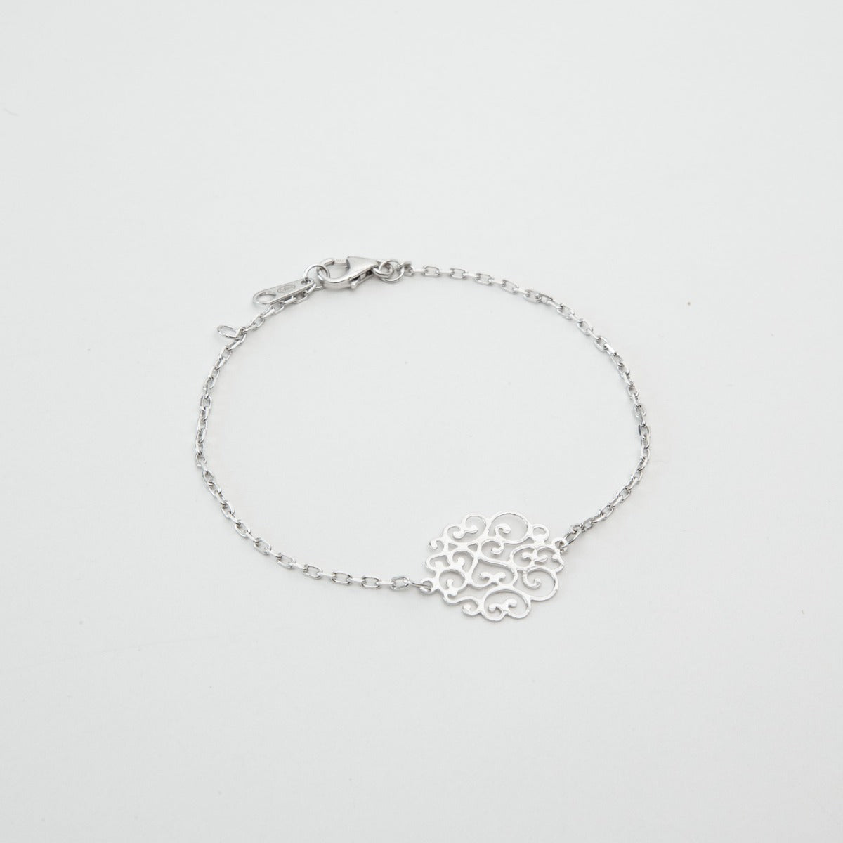 Bracelet Arabesque fine sur chaîne argent massif