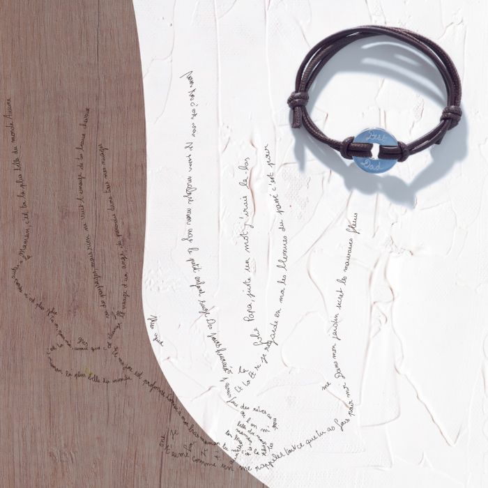 Bracelet petite cible pour homme sur lien cuir véritable