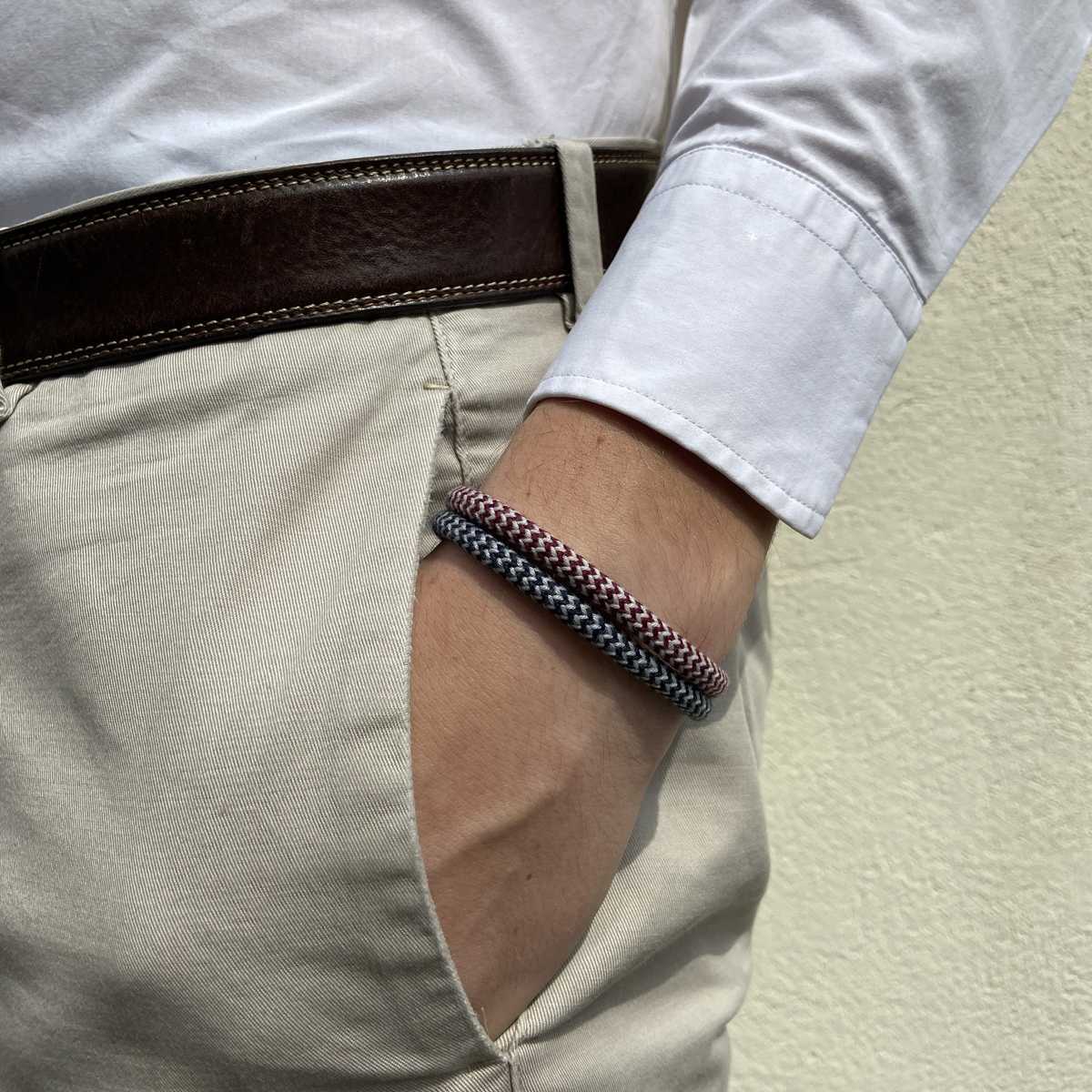 Bracelet Surfeur bleu marine et bordeaux pour homme