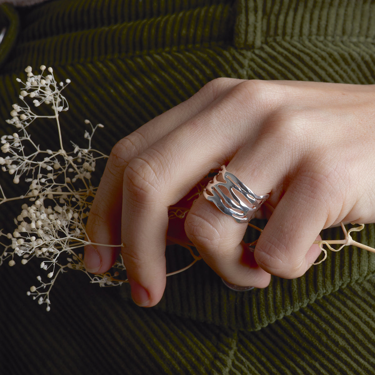 Bague Ramage argent massif