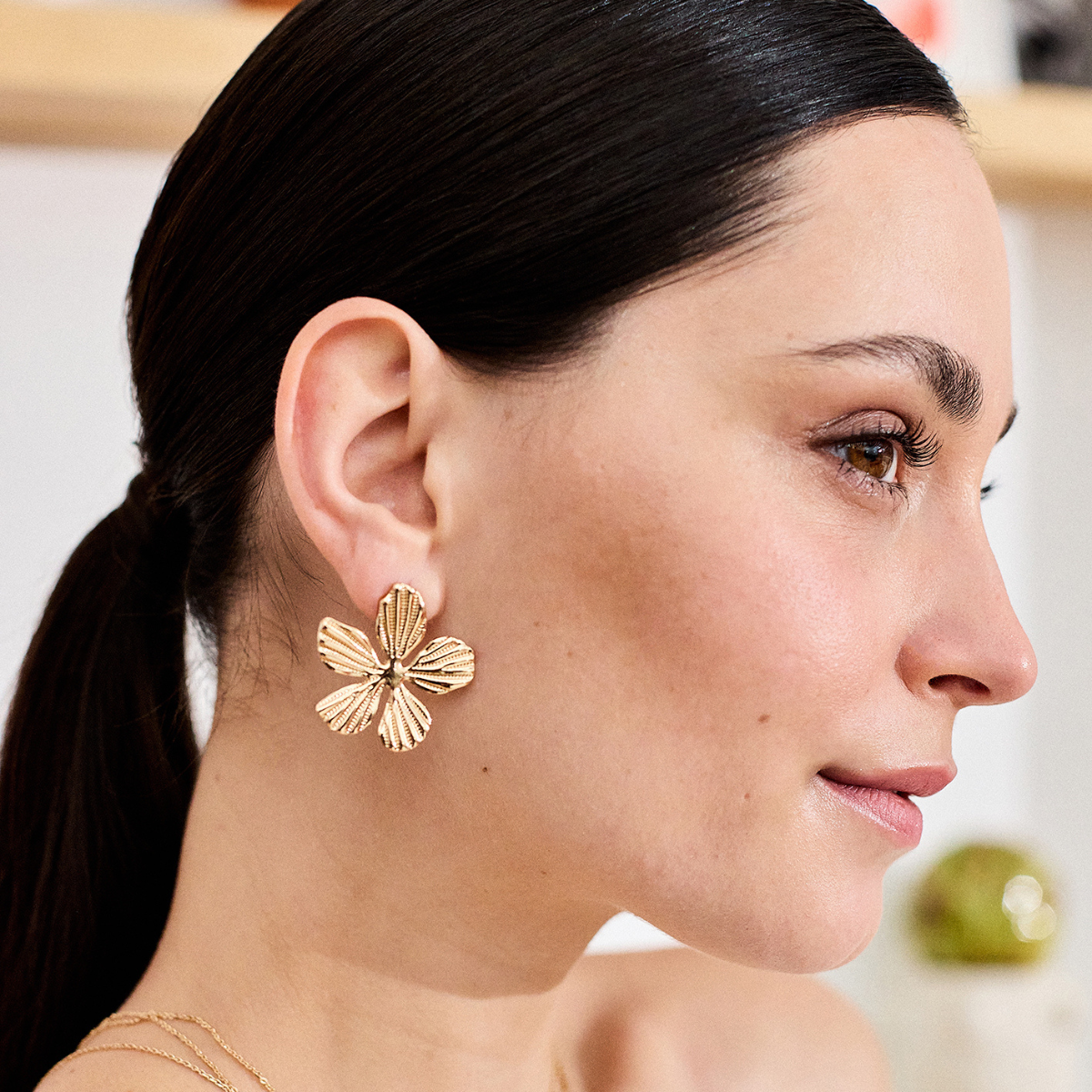 Boucles d'oreilles Flore plaqué or