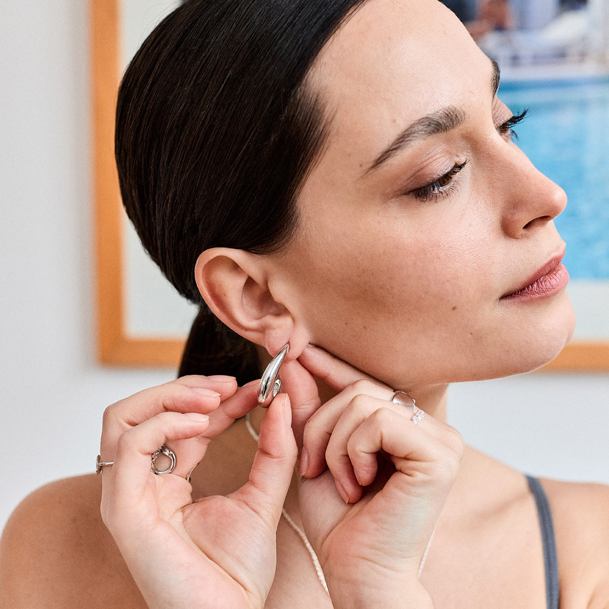Boucles d'oreilles grandes courbes argent