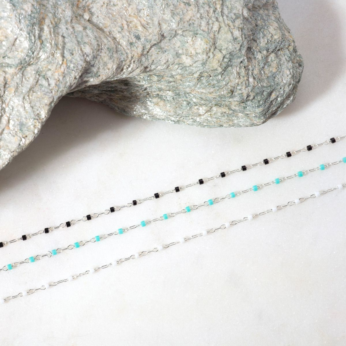 Bracelet Mahos argent massif blanc