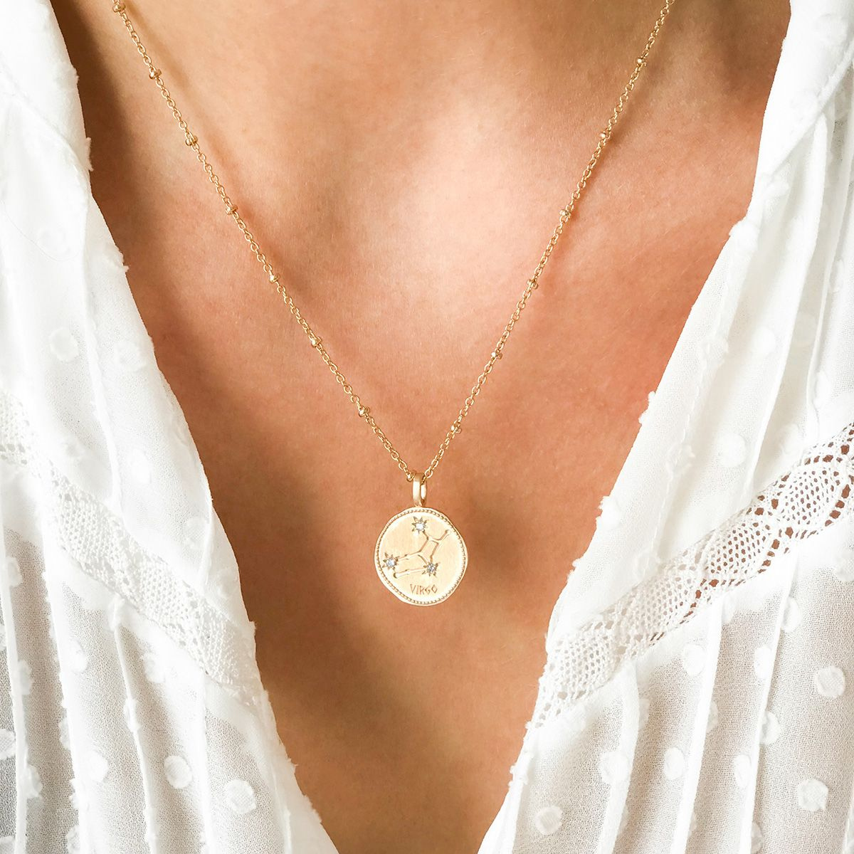 Collier signe astrologique Vierge plaqué or