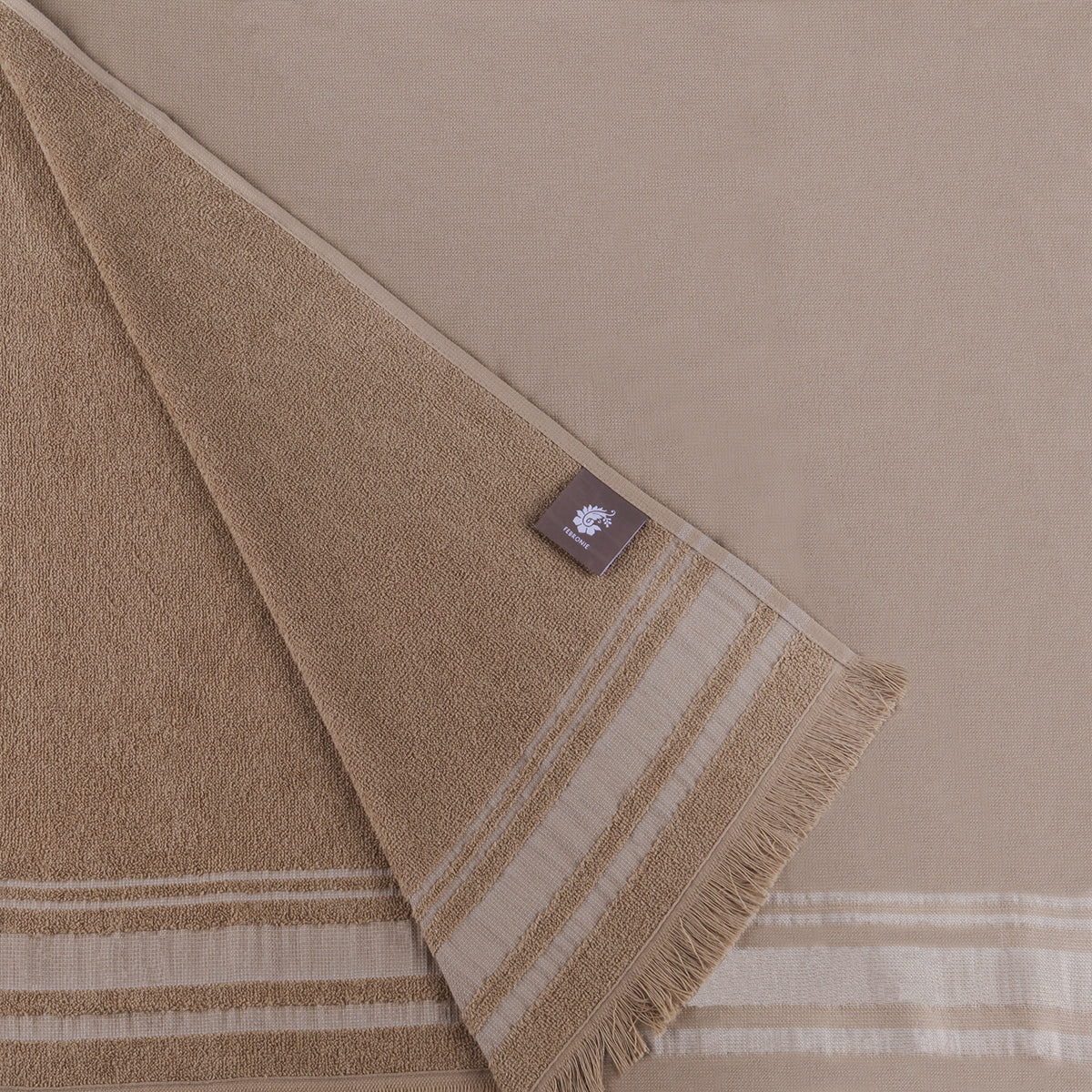 Fouta éponge sable et grège