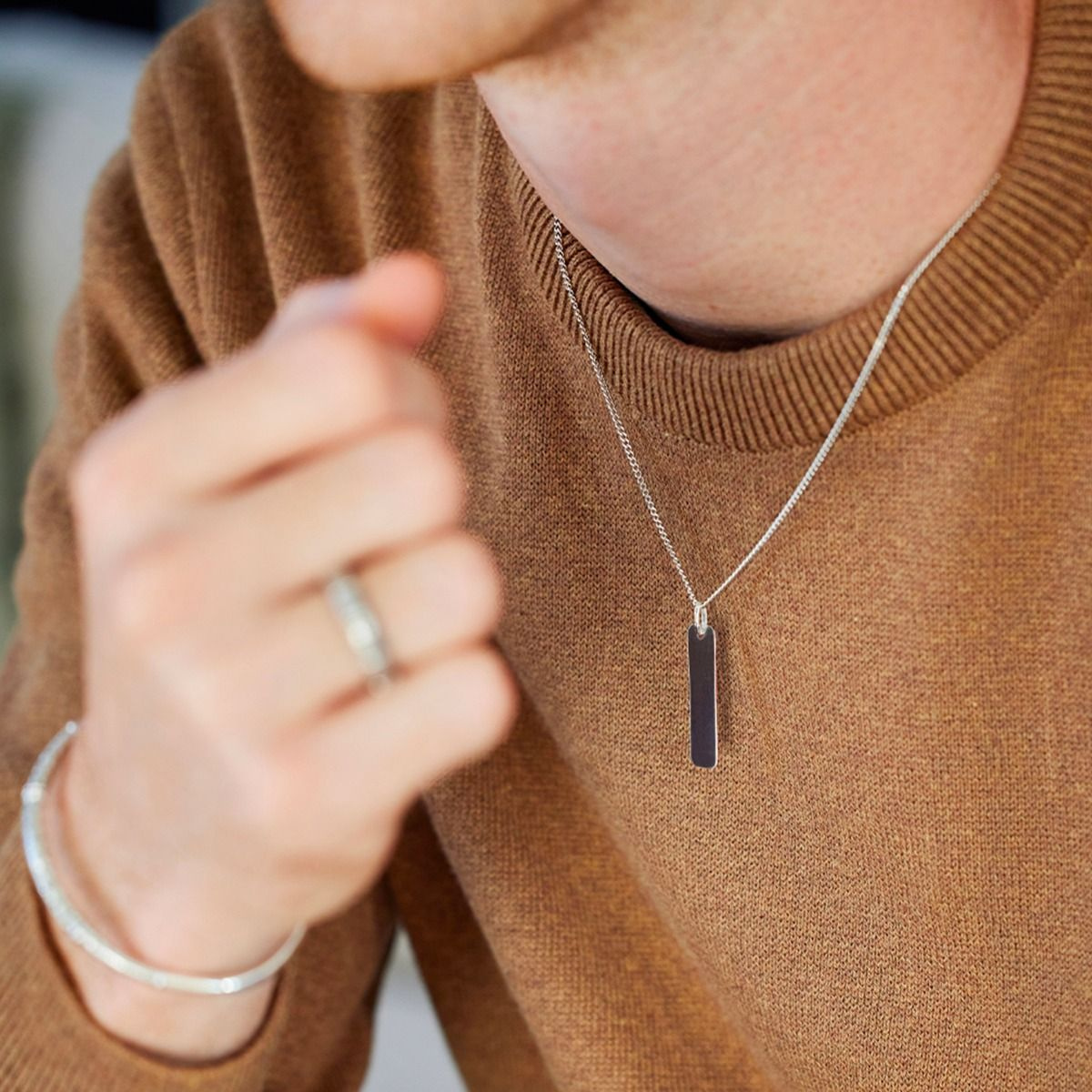 Collier plaque City argent massif