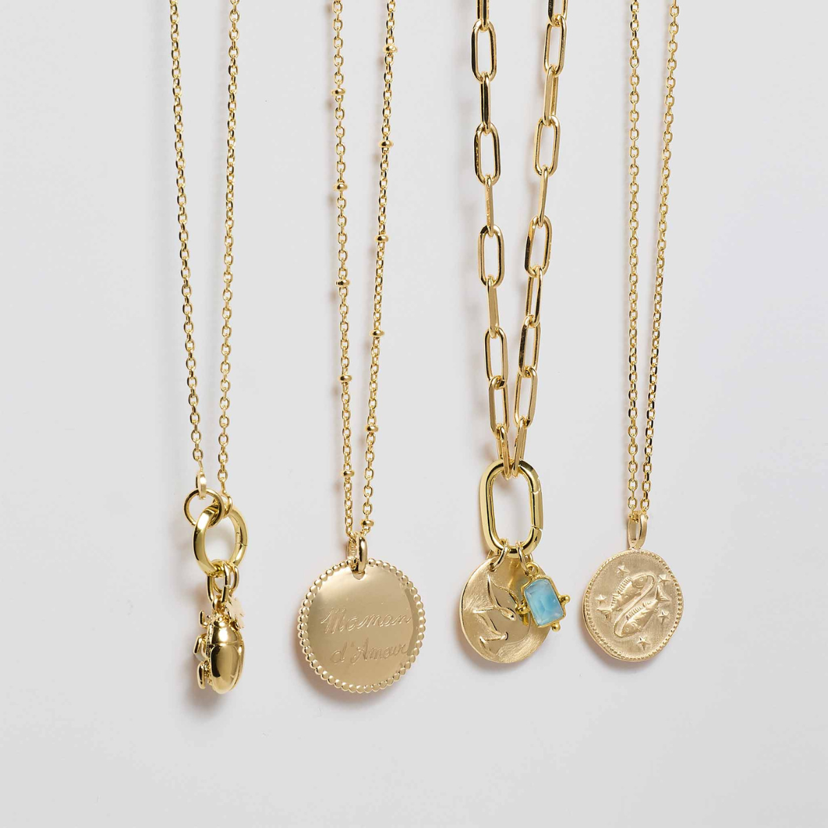 Collier signe astrologique Poissons plaqué or