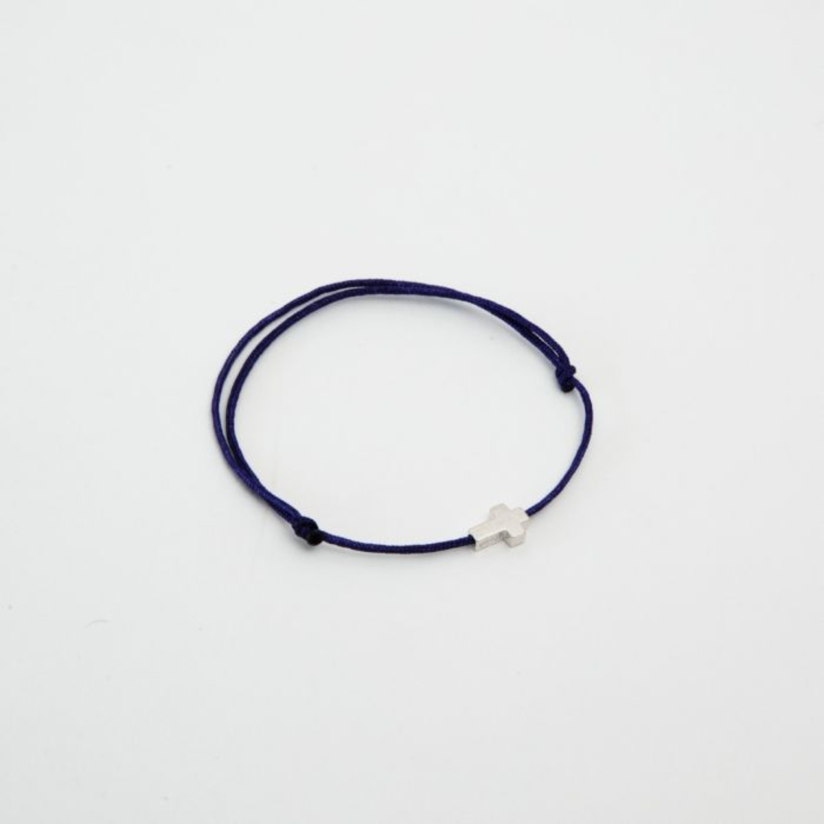 Bracelet Croix 3D argent sur lien coton