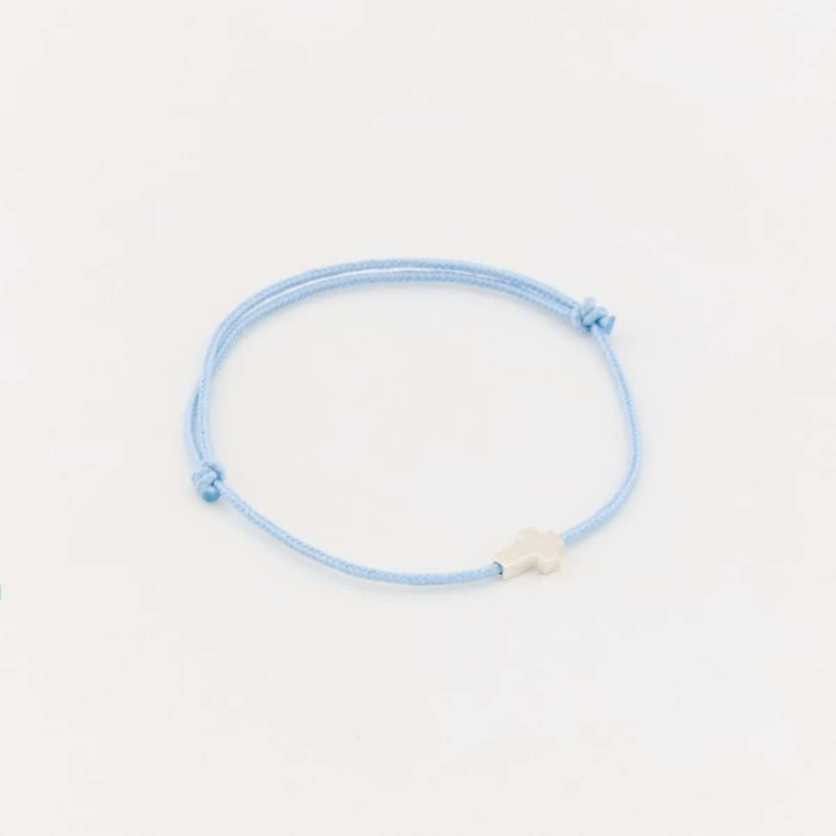 Bracelet Croix 3D argent sur lien coton