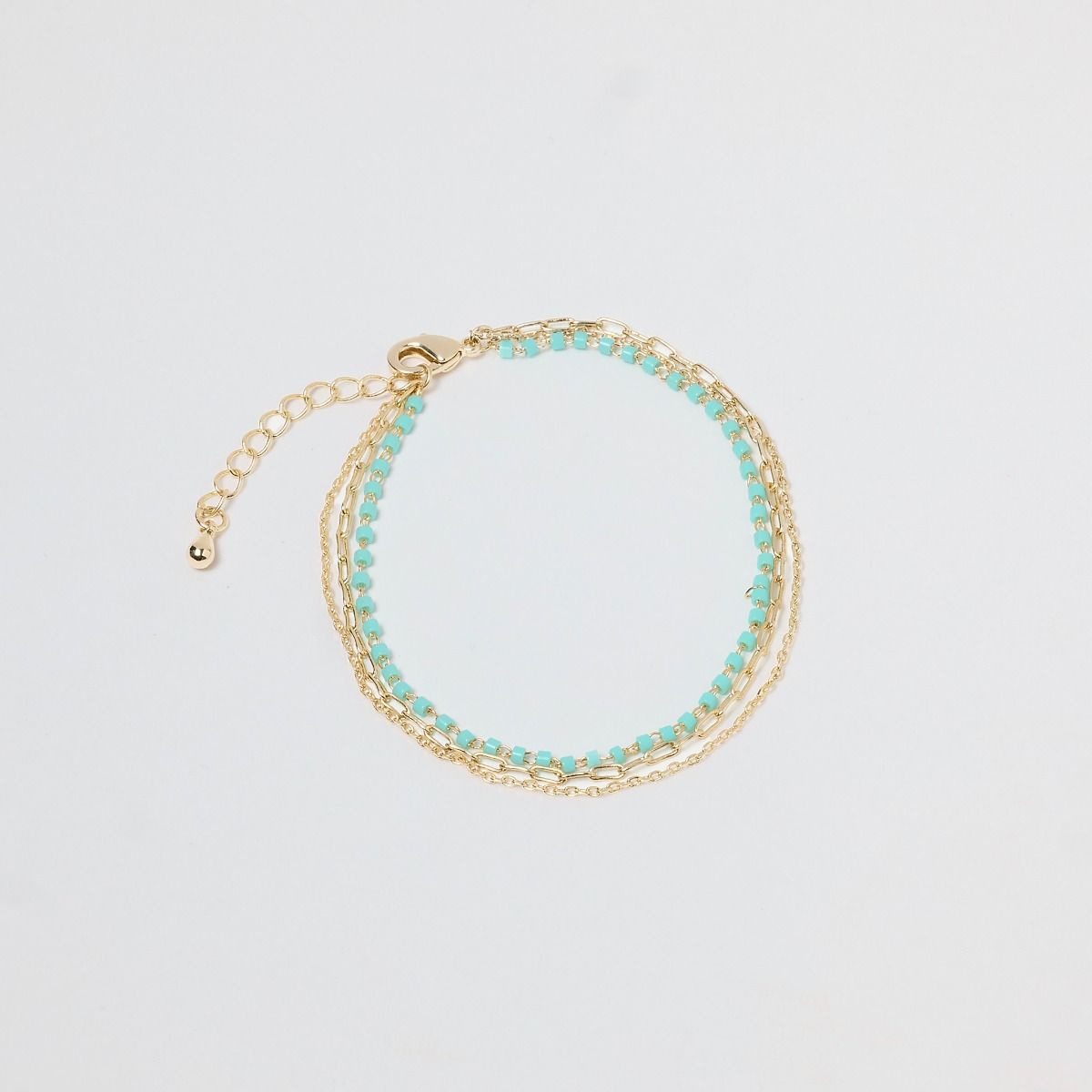 Bracelet trio Mahos plaqué or vert d'eau