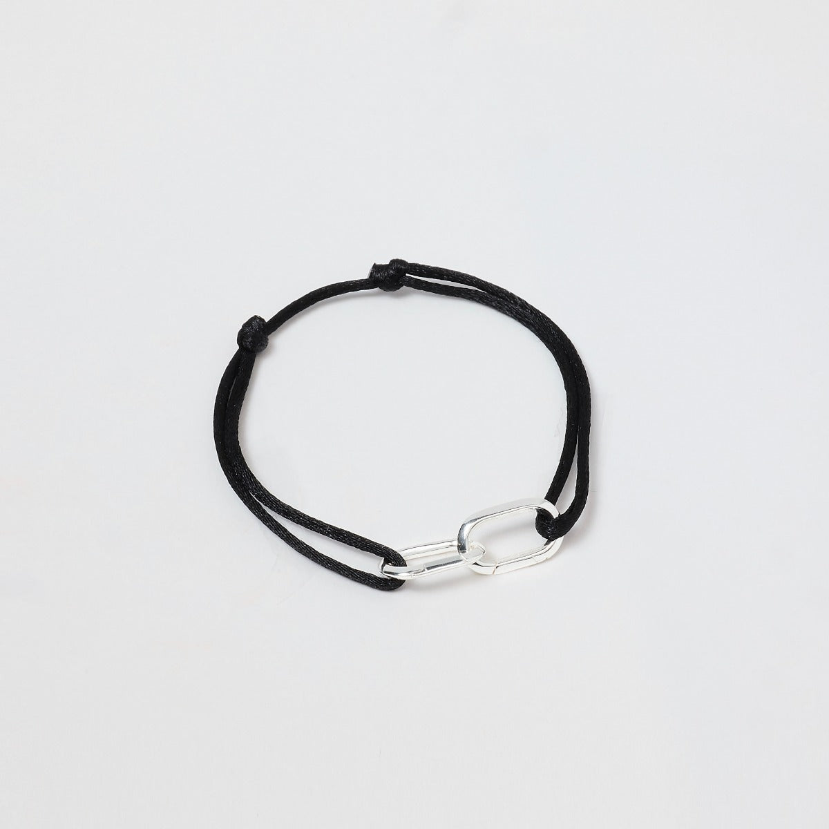 Bracelet duo Smile ovale argent massif sur lien satin