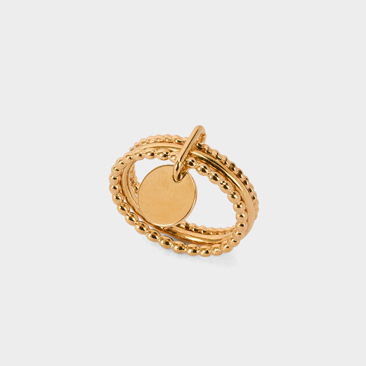 Bague anneaux breloque plaqué or