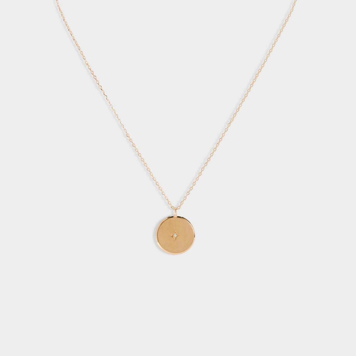 Collier breloque 1 brillant sur chaîne plaqué or