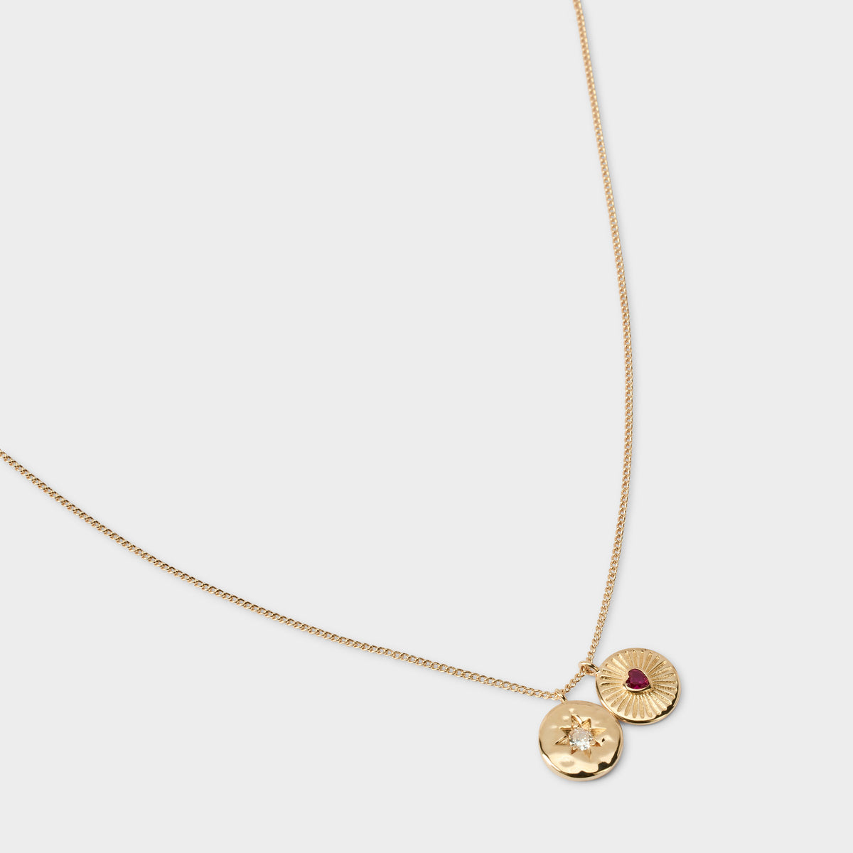 Collier double breloque cœur battant étoile plaqué or