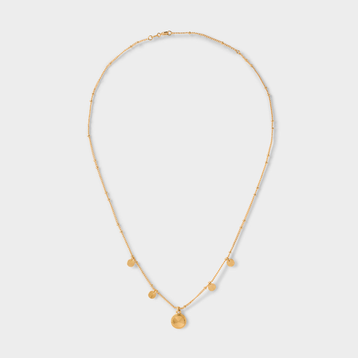 Collier paillettes et pendant plaqué or