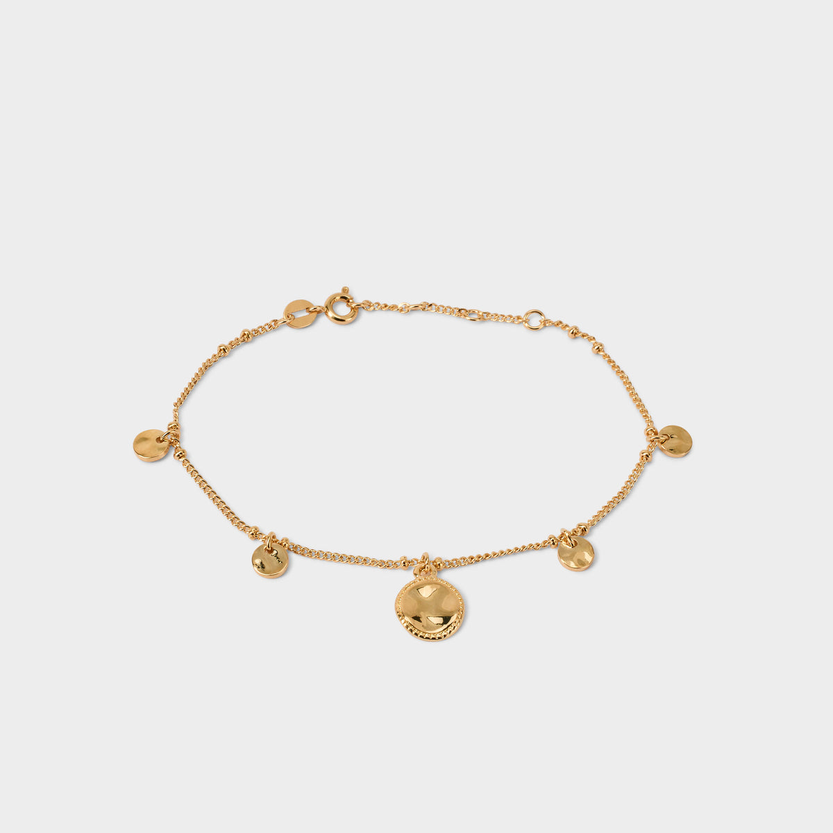 Bracelet paillettes et pendant plaqué or