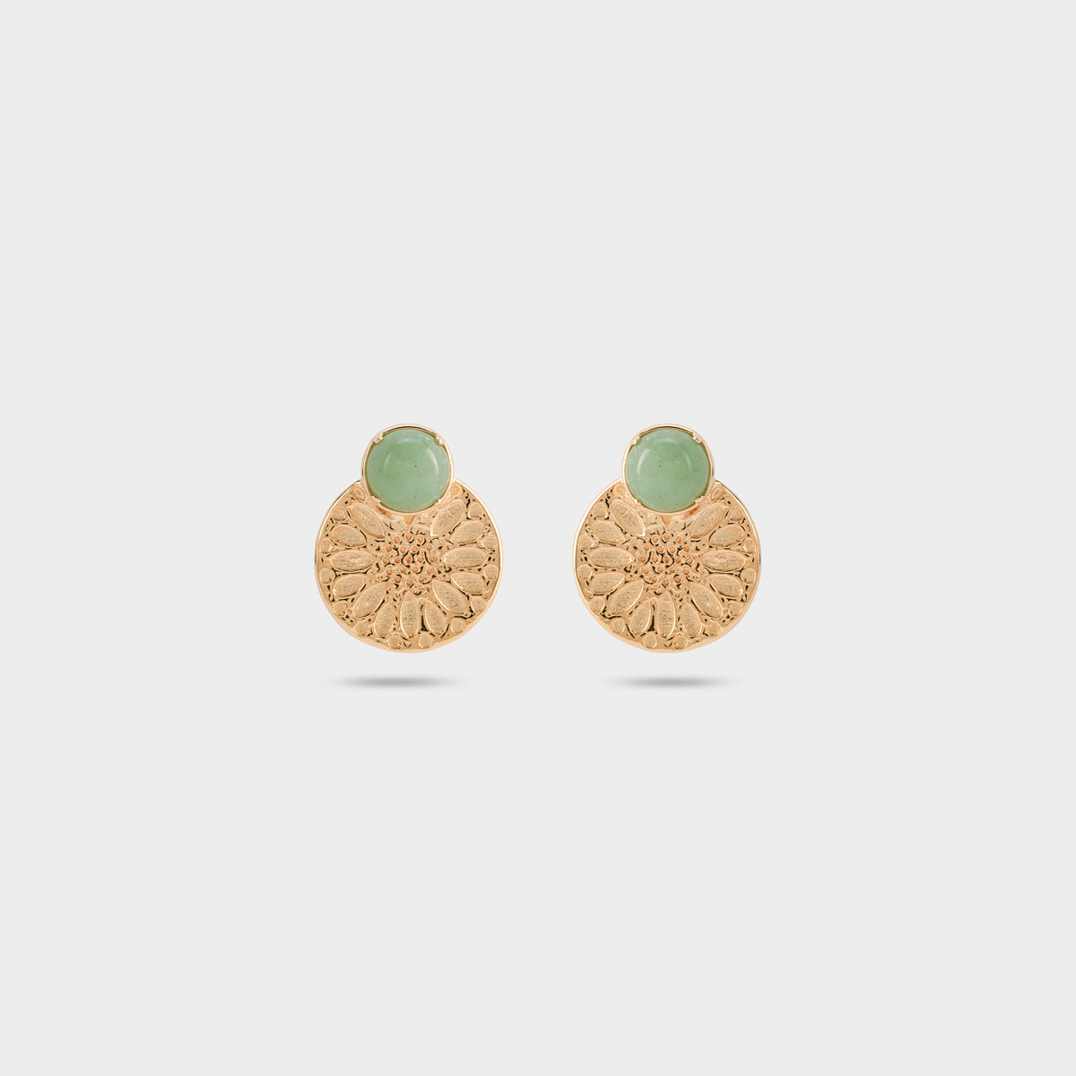 Boucles d'oreilles Empreinte vertes plaqué or