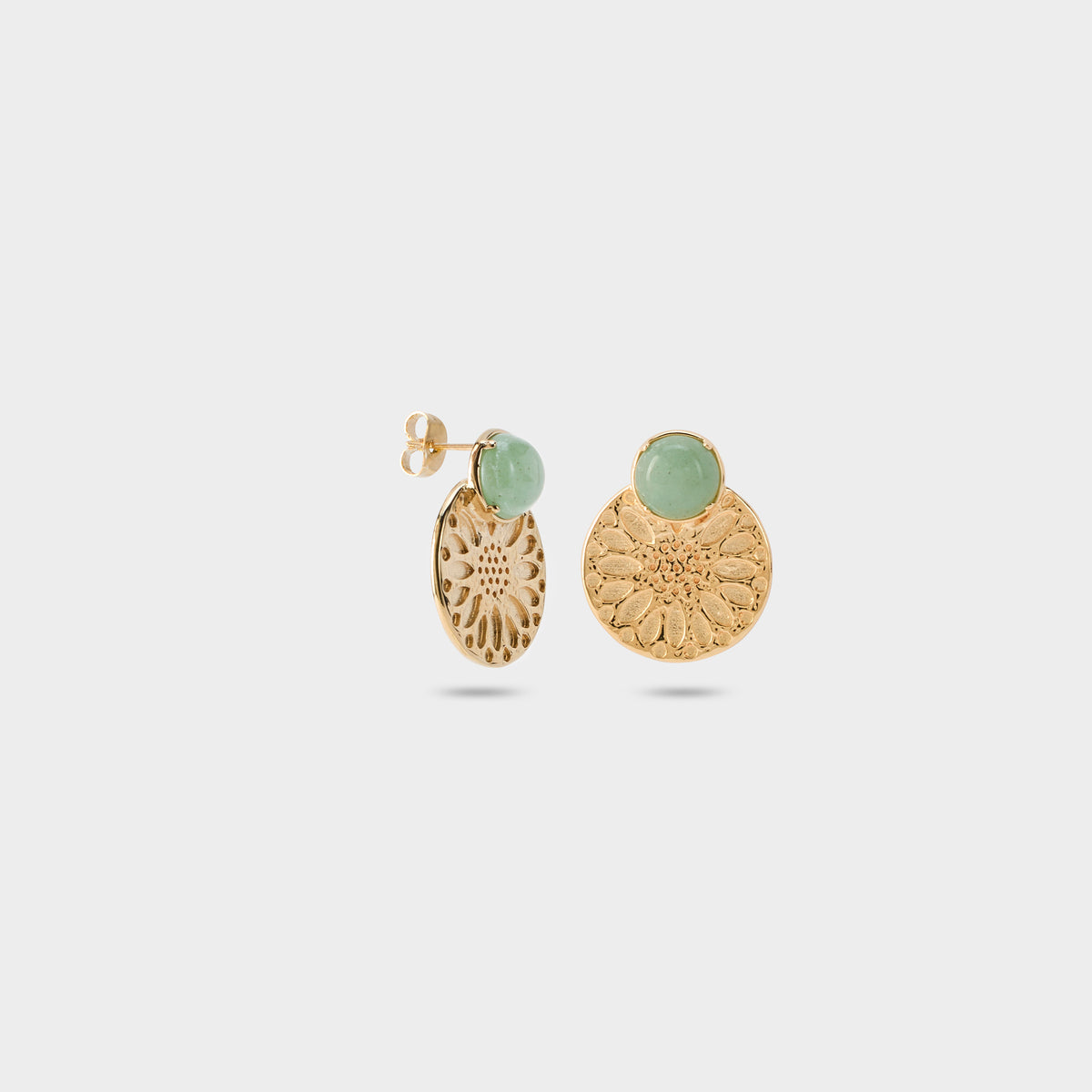 Boucles d'oreilles Empreinte vertes plaqué or