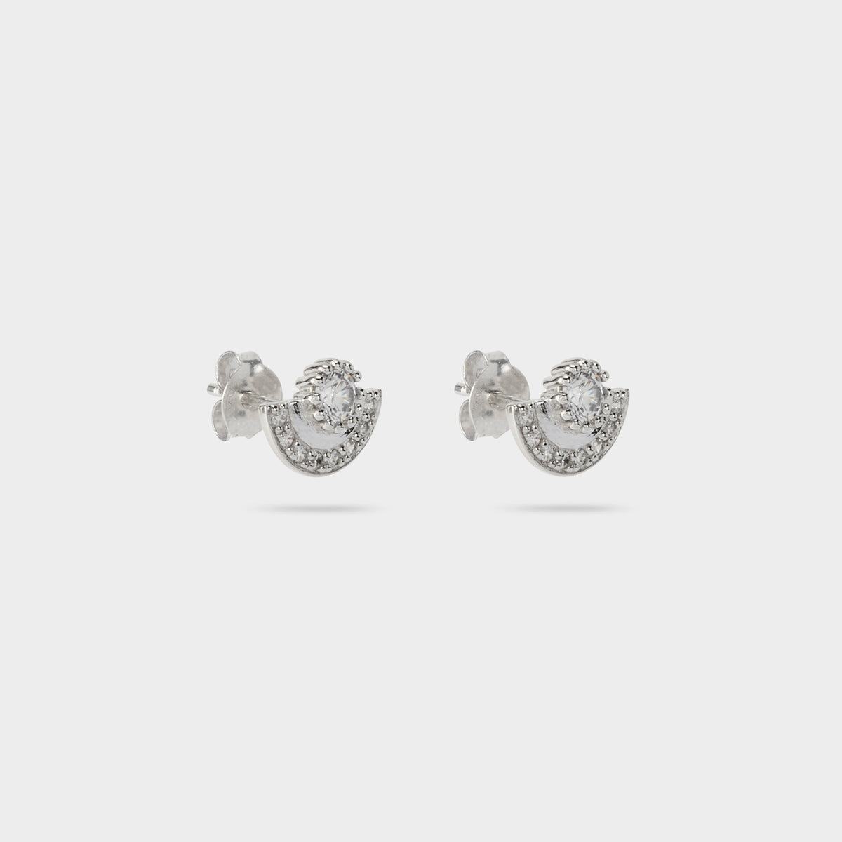 Boucles d'oreilles puce demi-disque argent