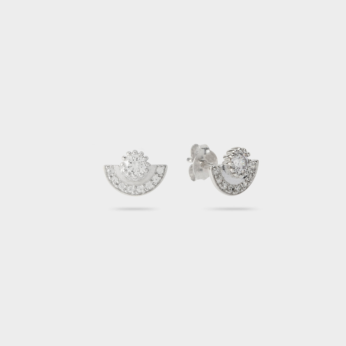 Boucles d'oreilles puce demi-disque argent