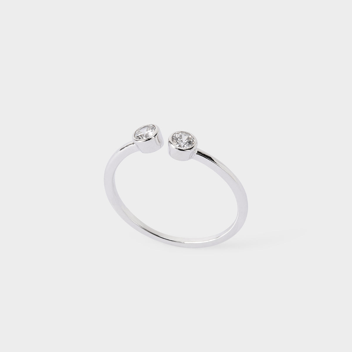 Bague duo pavé ajustable argent