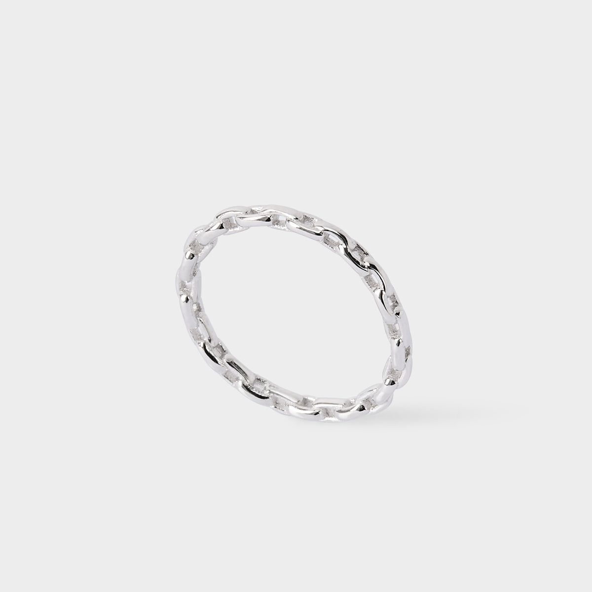 Bague chaînette fine argent massif