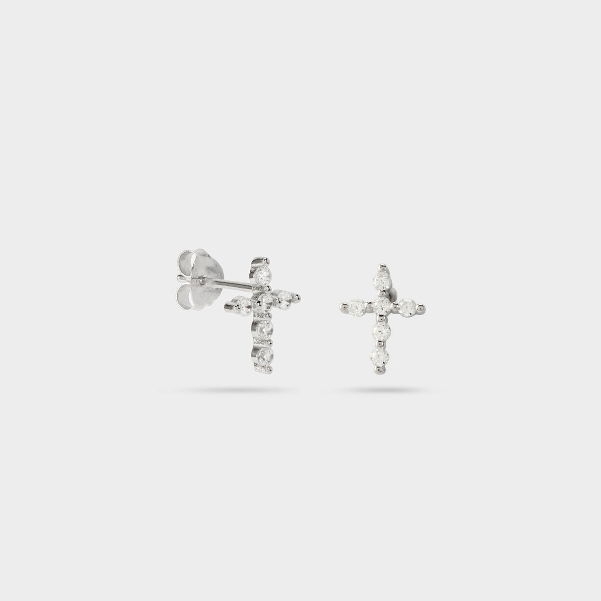 Boucles d'oreilles croix brillante argent