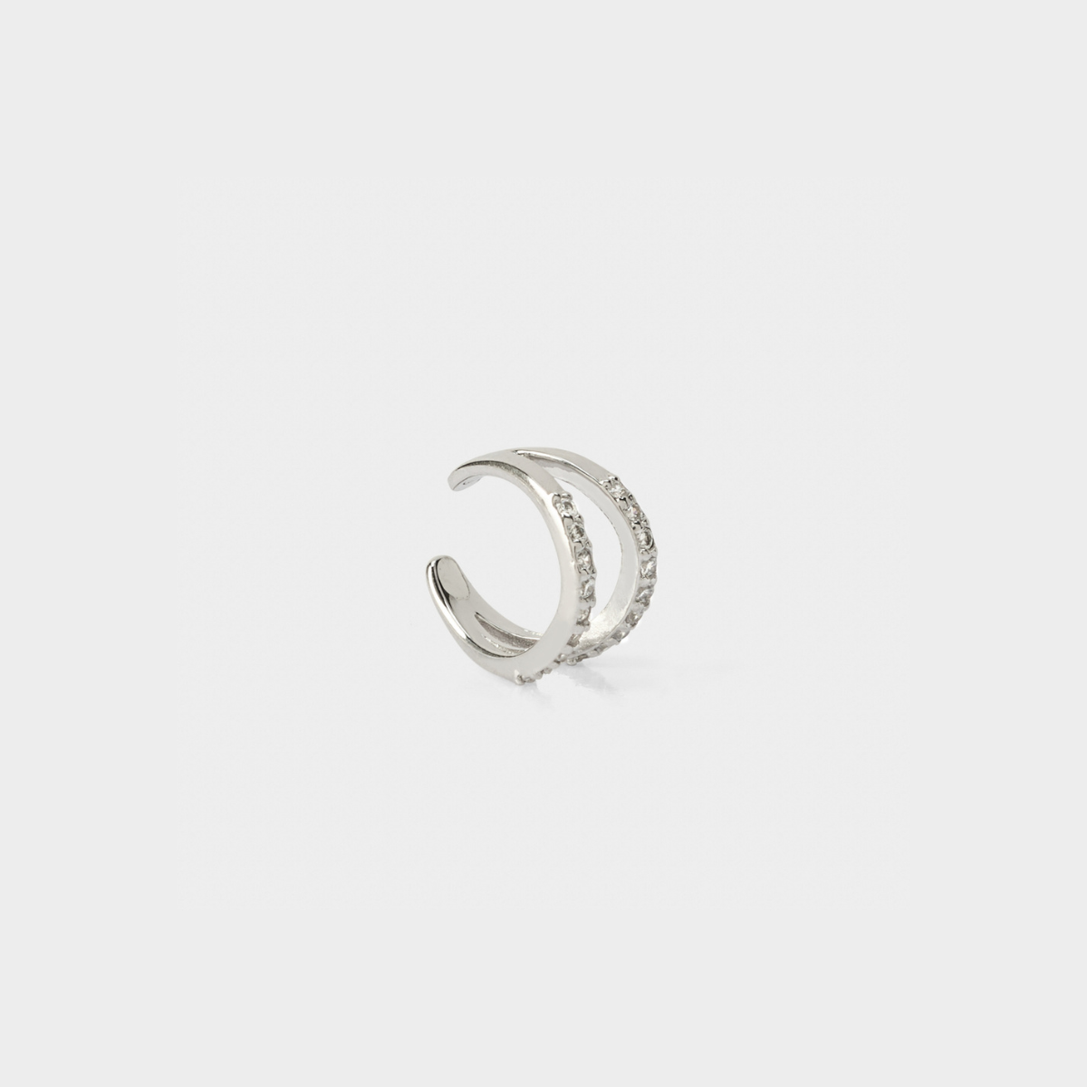 Ear cuff courbe pure et brillants argent