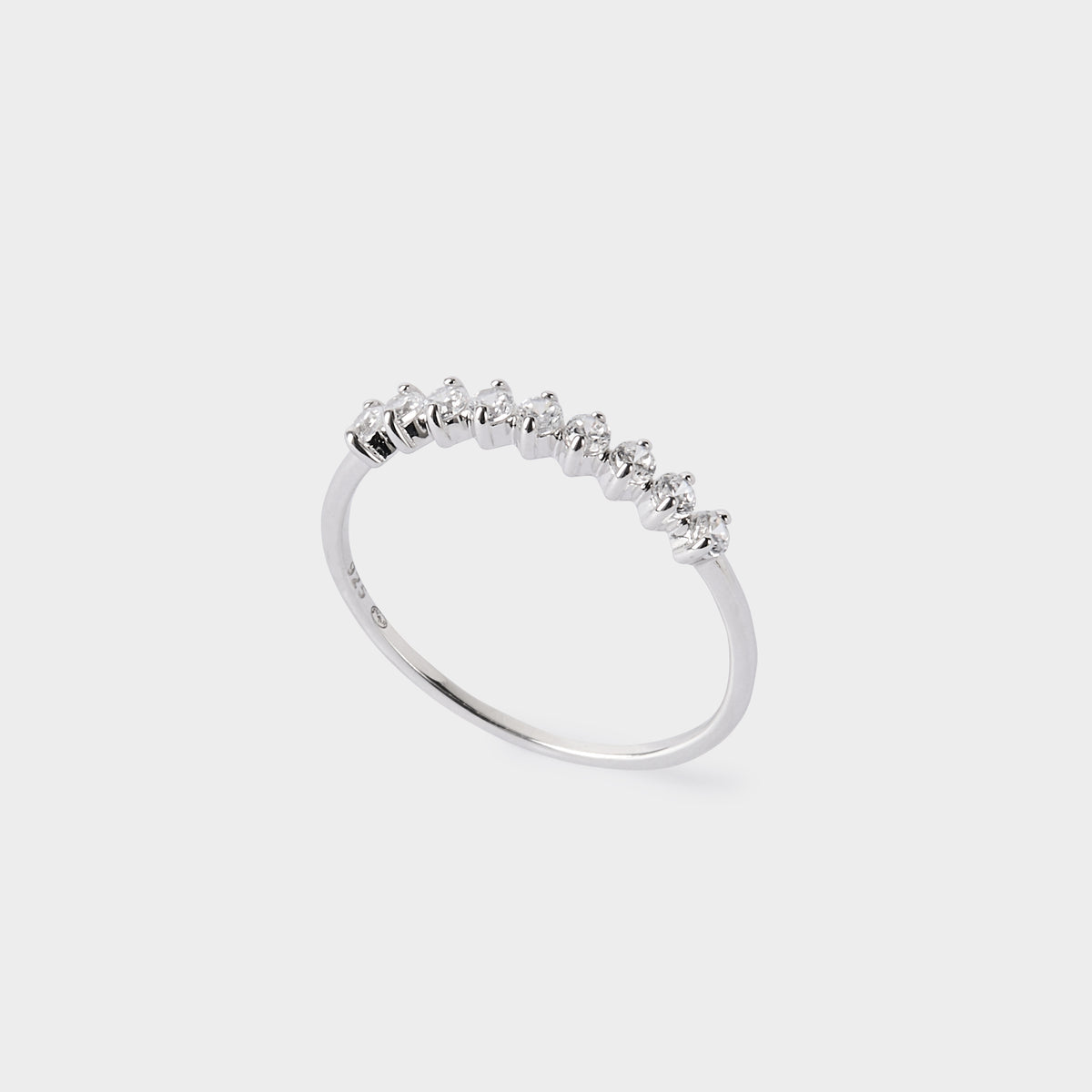 Bague bandeau brillants argent