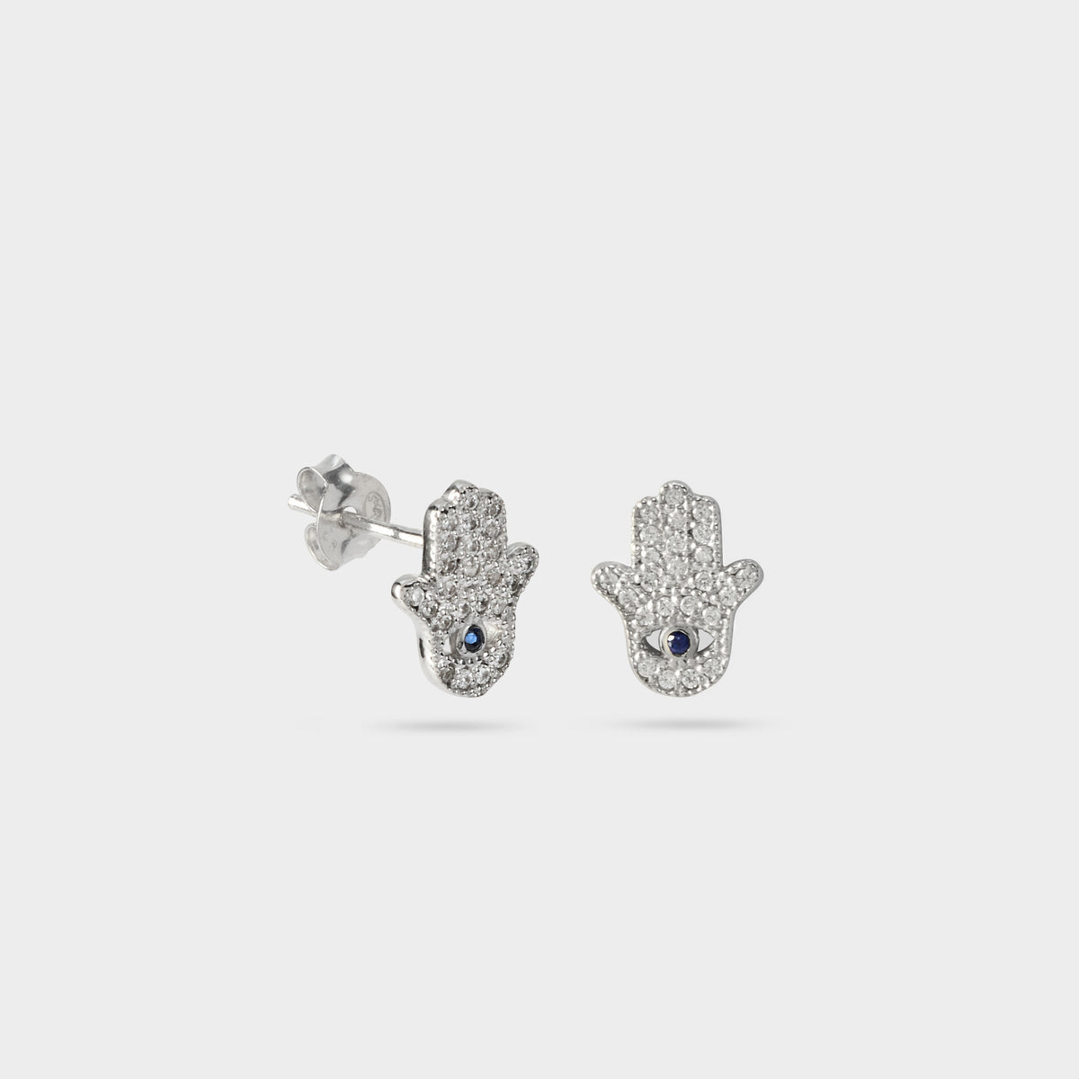 Boucles d'oreilles Main de Fatma pavée argent