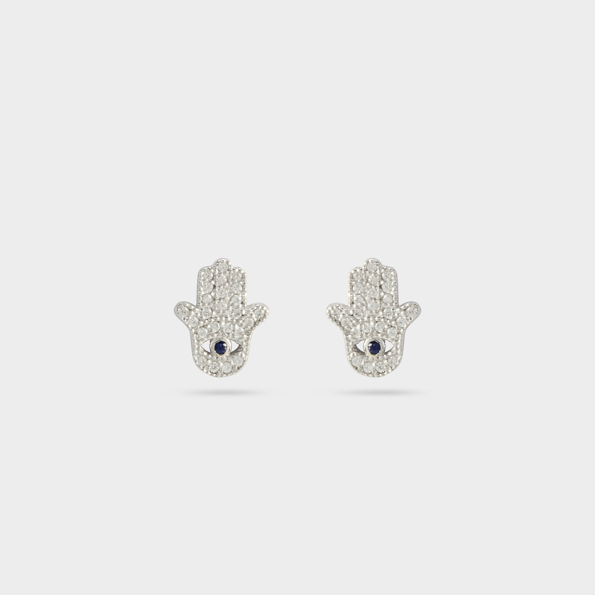 Boucles d'oreilles Main de Fatma pavée argent