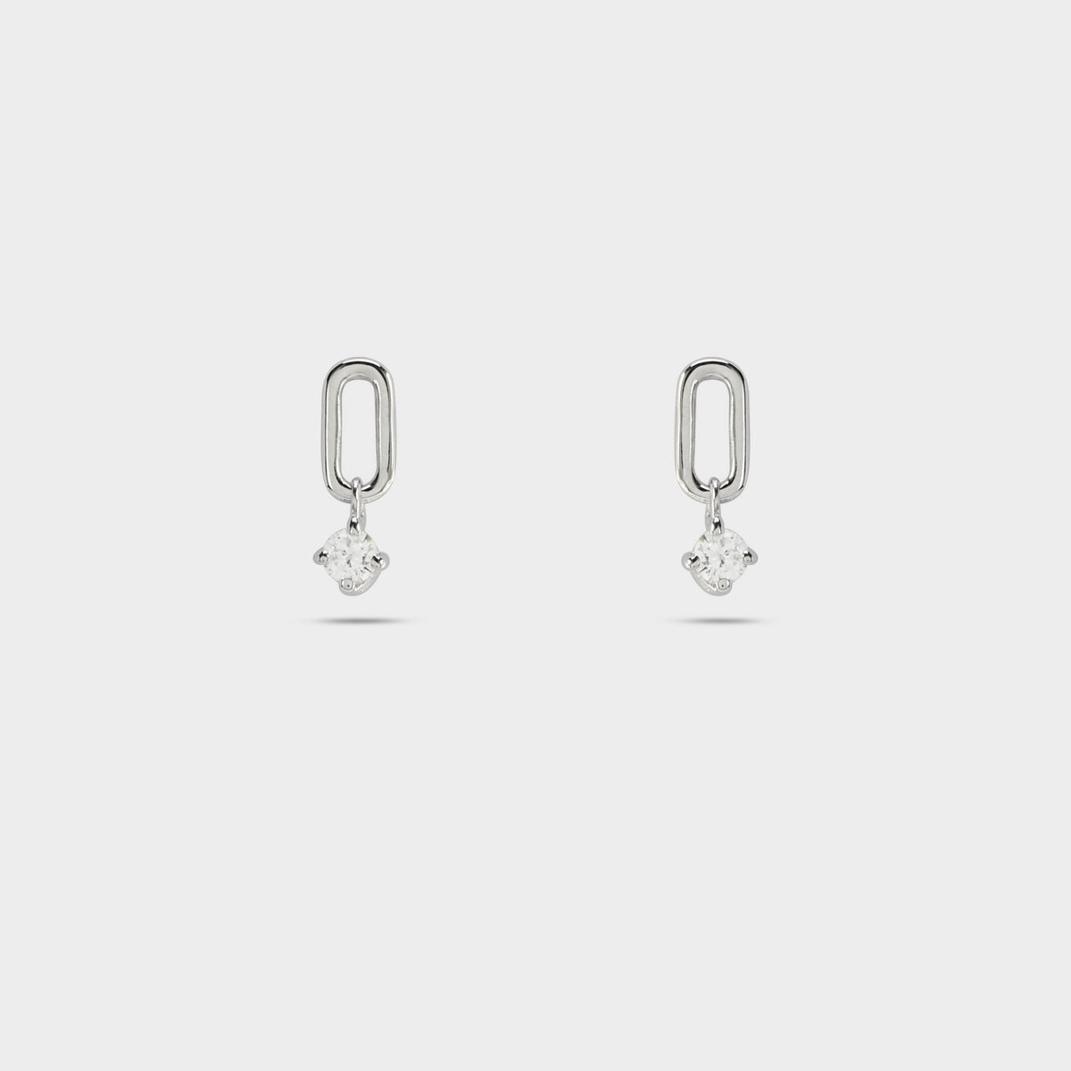 Boucles d'oreilles maillon ovale zircon argent