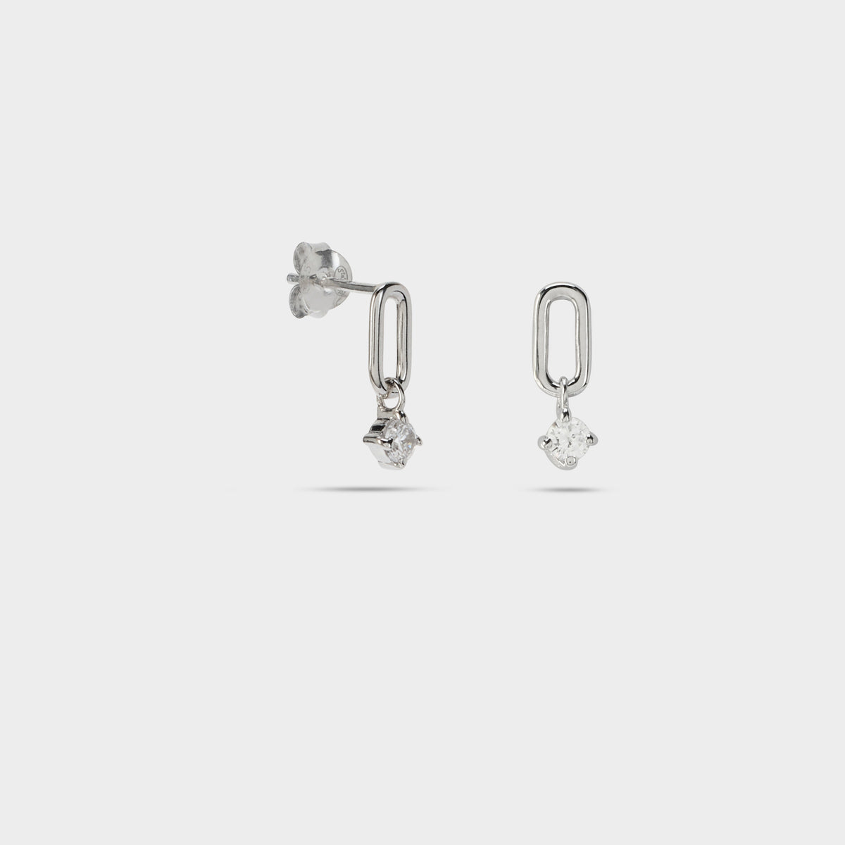 Boucles d'oreilles maillon ovale zircon argent