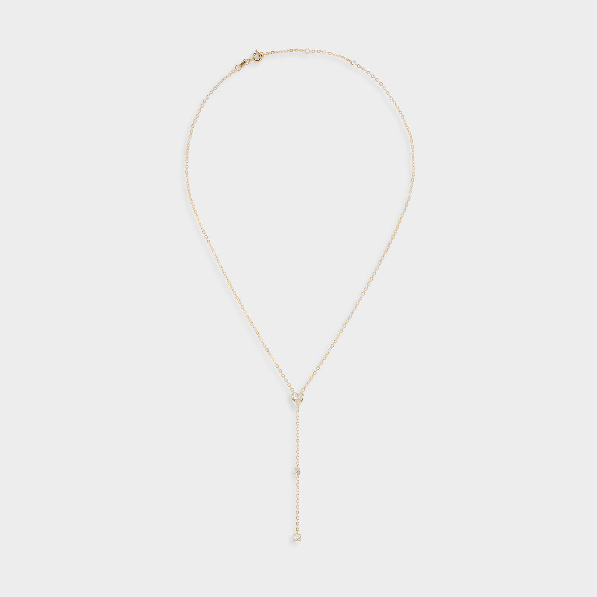 Collier cravate trio de zircons sertis plaqué or