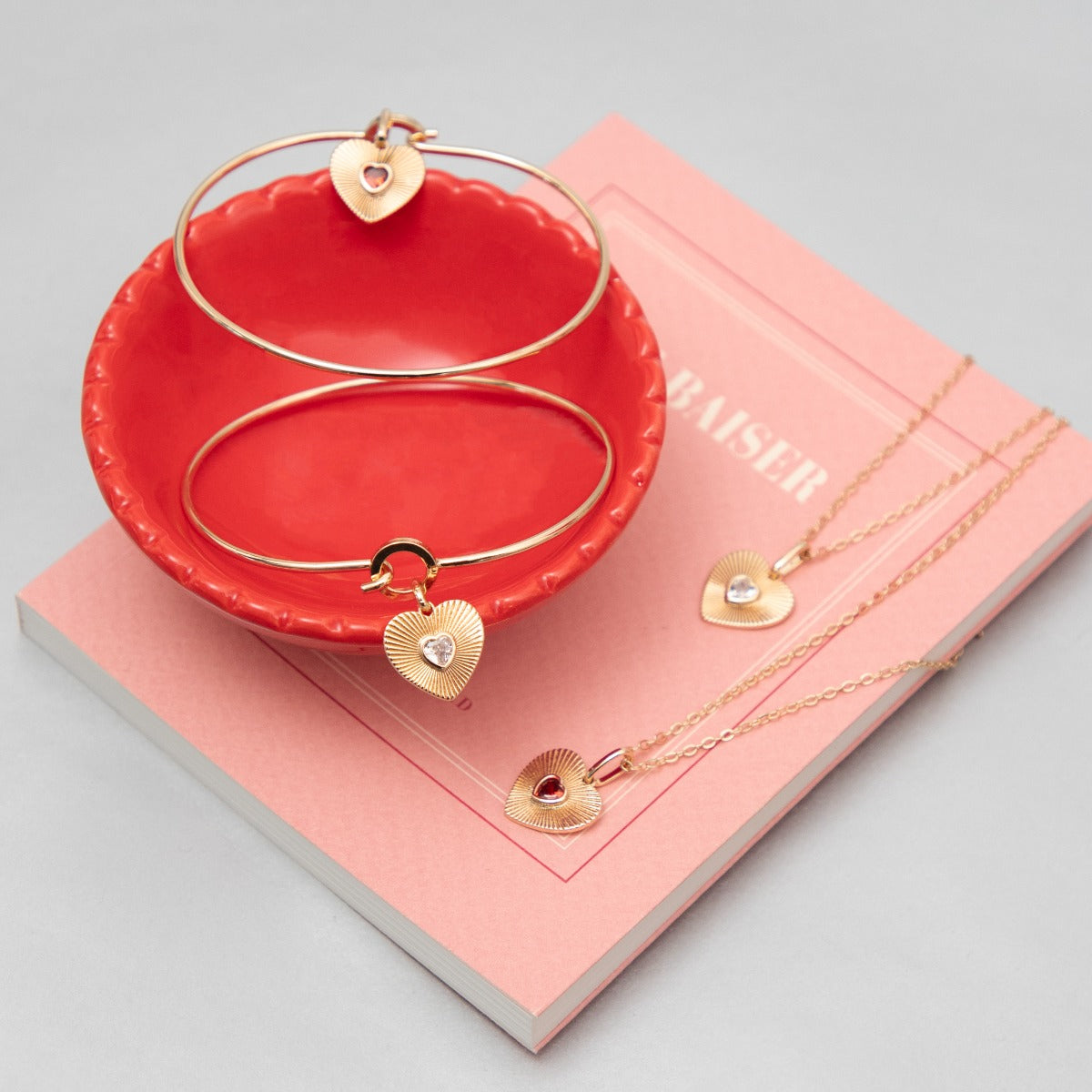 Collier cœur plaqué or et oxyde de zirconium blanc