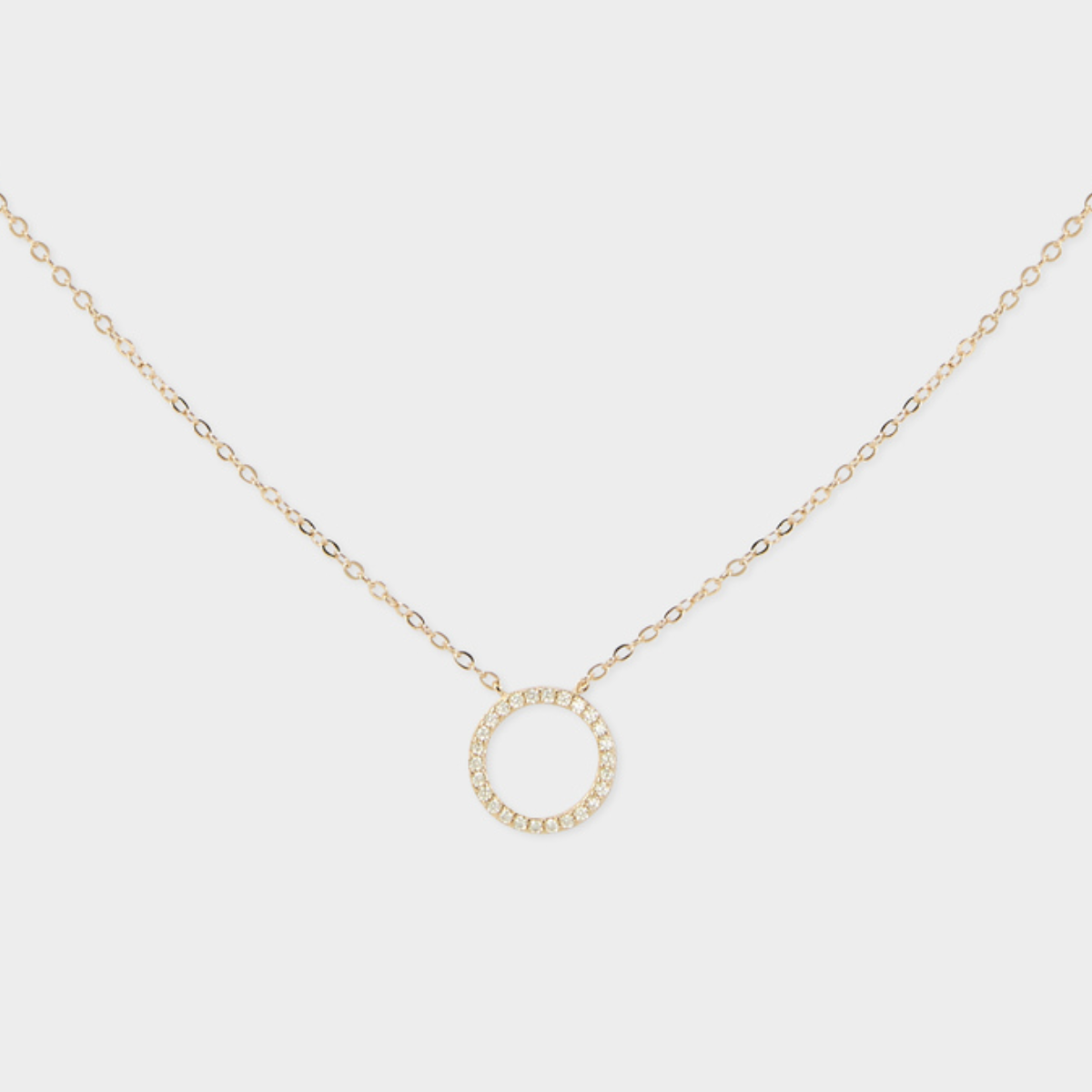 Collier anneau pavé plaqué or