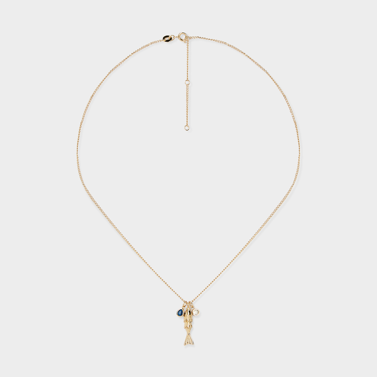 Collier poisson articulé et zircons plaqué or - 2