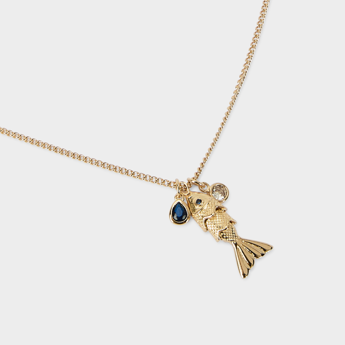Collier poisson articulé et zircons plaqué or