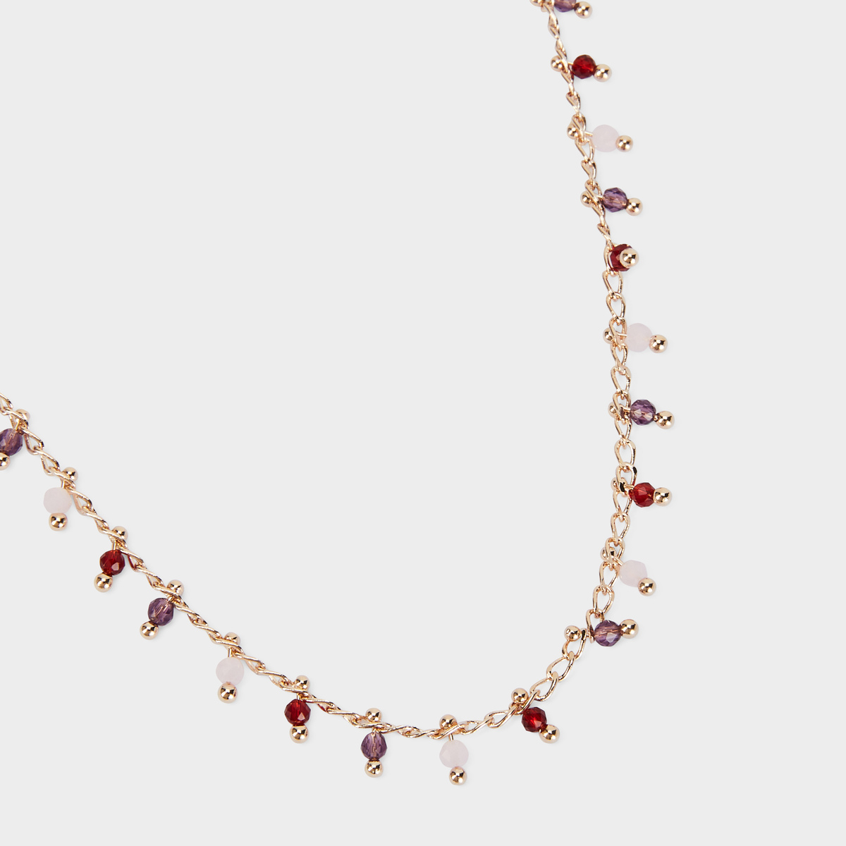 Collier pampilles facettées roses plaqué or